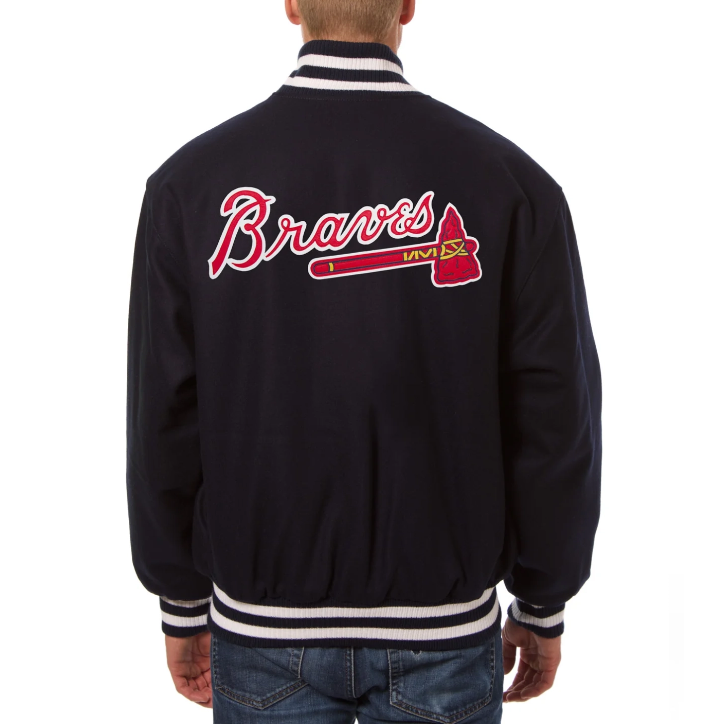Atlanta braves handcrafted logo wool jacket navy 2