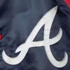 Atlanta braves lead off full snap satin varsity jacket navyred 2