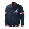 Atlanta braves midfield full snap satin varsity jacket navy 2