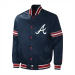 Atlanta Braves Midfield Full-Snap Navy Satin Jacket