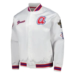 Atlanta braves mitchell ness city collection white satin varsity jacket 1