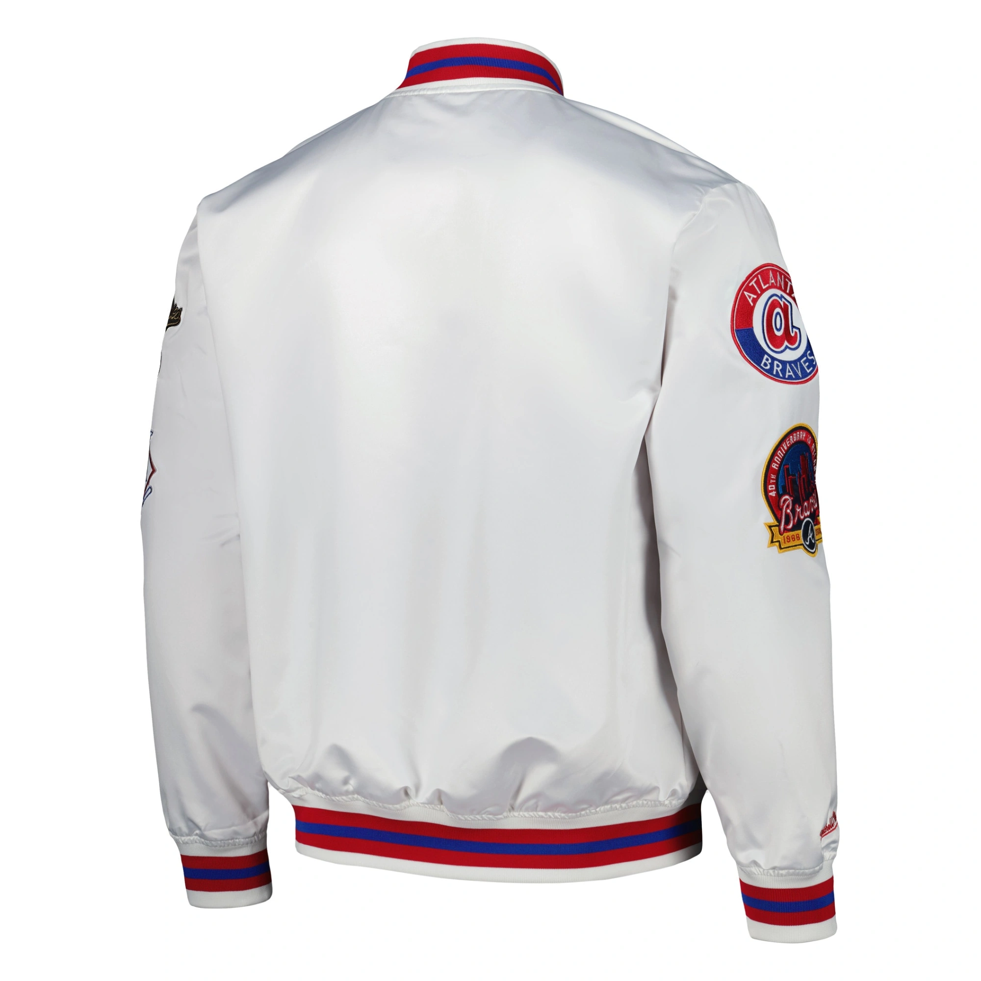 Atlanta braves mitchell ness city collection white satin varsity jacket 2