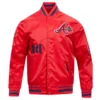 Atlanta braves old english ribbed knitted satin varsity jacket red 1 1