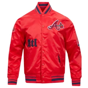 Atlanta braves old english ribbed knitted satin varsity jacket red 1 1