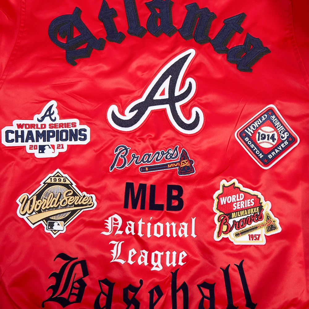 Atlanta braves old english ribbed knitted satin varsity jacket red 2 1