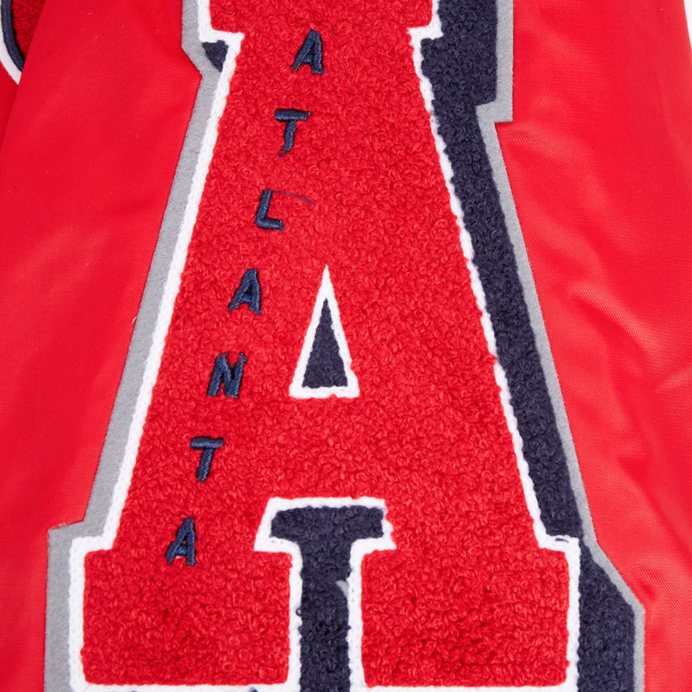 Atlanta braves old english ribbed knitted satin varsity jacket red 3 1