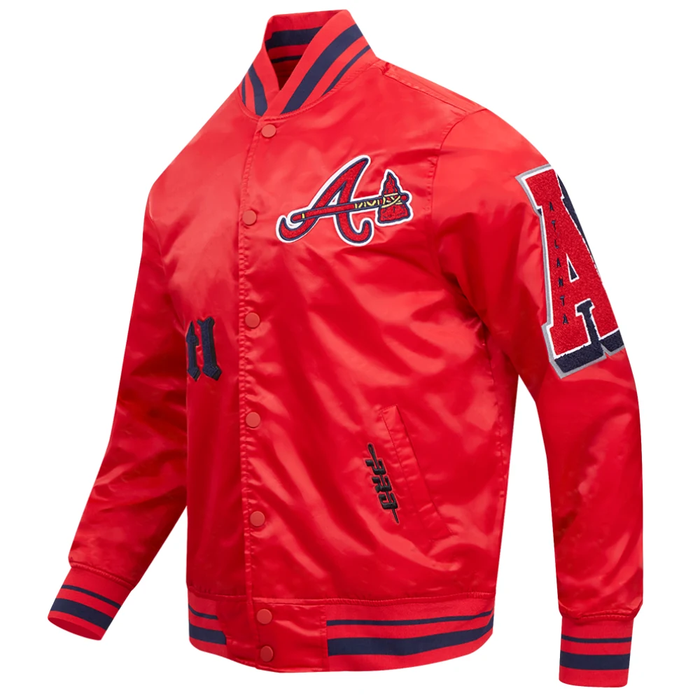 Atlanta braves old english ribbed knitted satin varsity jacket red 4 1