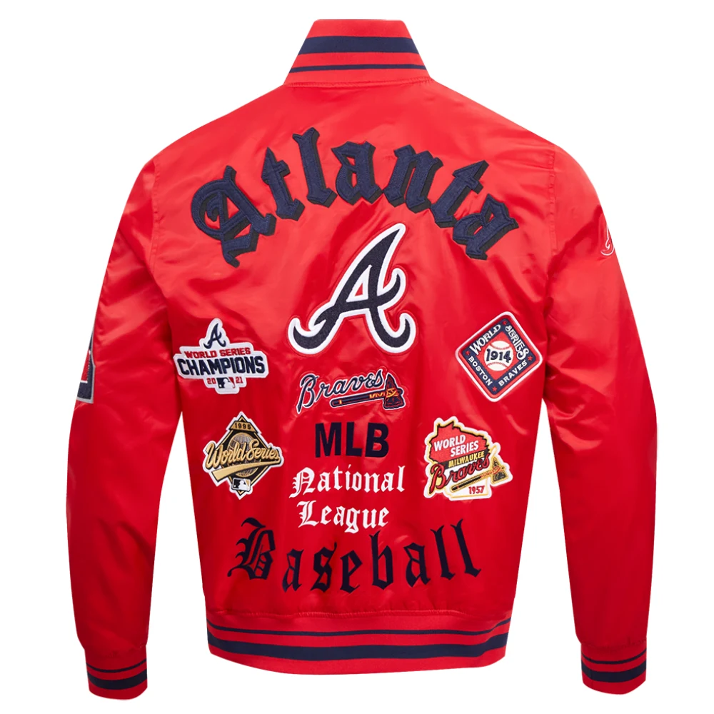 Atlanta braves old english ribbed knitted satin varsity jacket red 5 1