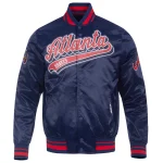 Atlanta Braves Script Tail Navy Satin Jacket
