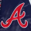 Atlanta braves script tail full snap satin varsity jacket navy 4 1