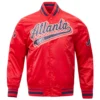 Atlanta braves script tail full snap satin varsity jacket red 1 1
