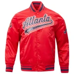 Atlanta Braves Script Tail Red Satin Jacket