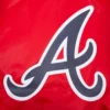 Atlanta braves script tail full snap satin varsity jacket red 3 1
