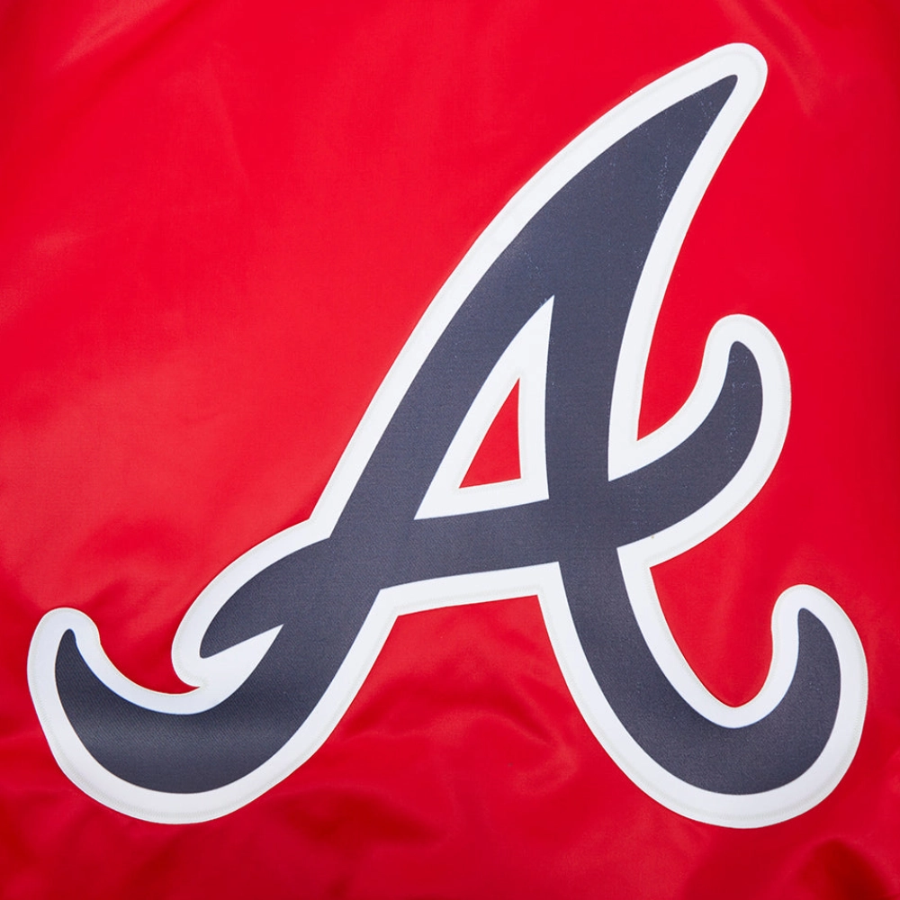 Atlanta braves script tail full snap satin varsity jacket red 3 1