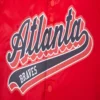 Atlanta braves script tail full snap satin varsity jacket red 4 1