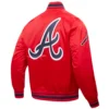 Atlanta braves script tail full snap satin varsity jacket red 5 1