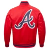 Atlanta braves script tail full snap satin varsity jacket red 6 1