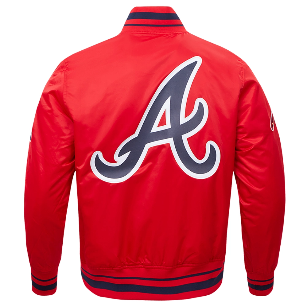 Atlanta braves script tail full snap satin varsity jacket red 6 1