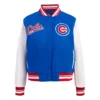 Atlanta braves script tail wool leather varsity jacket blue white