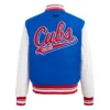 Atlanta braves script tail wool leather varsity jacket blue white 2