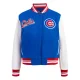 Atlanta braves script tail wool leather varsity jacket blue white