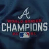 Atlanta braves starter champions locker room navy satin varsity jacket 3