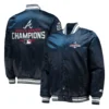 Atlanta braves starter champions locker room navy satin varsity jacket 4