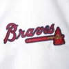Atlanta braves starter clean up hitter white and navy satin varsity jacket 3