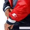 Atlanta braves starter color block navy and red satin varsity jacket 5