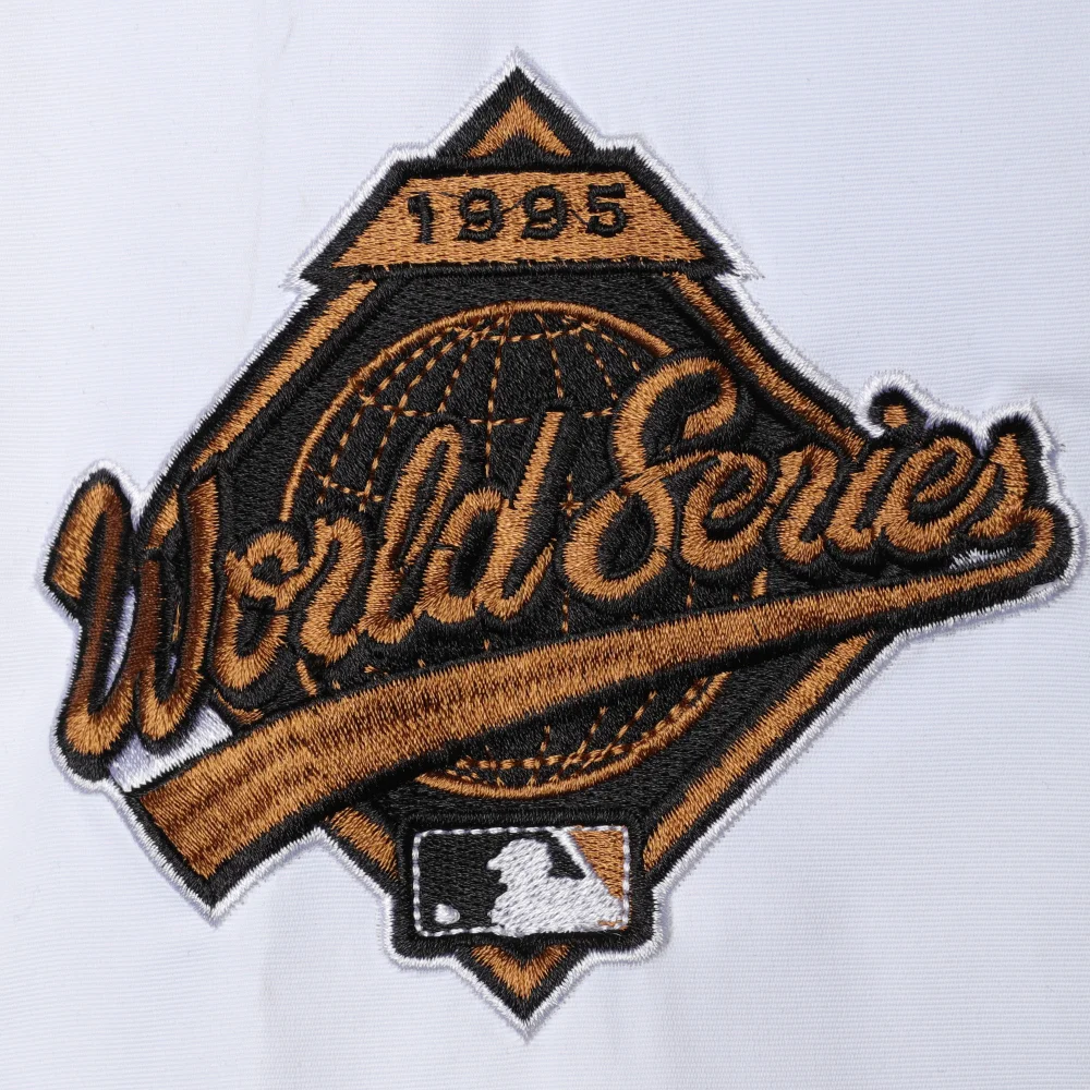 Atlanta braves starter commemorative throwback navy satin varsity jacket 3
