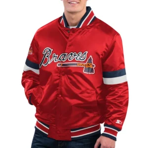 Atlanta braves starter home game red satin varsity jacket 1