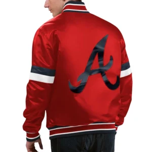 Atlanta braves starter home game red satin varsity jacket 2