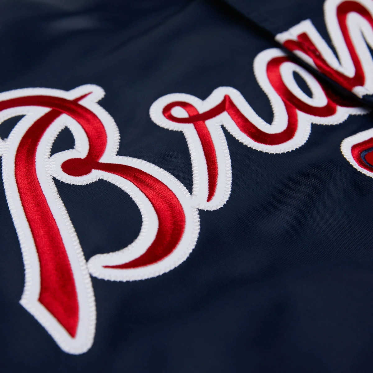 Atlanta braves starter navy satin varsity jacket 3