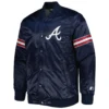 Atlanta braves starter pick roll navy satin varsity jacket 1