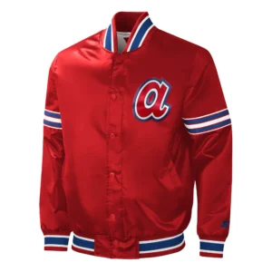 Atlanta braves starter slider red satin varsity jacket 1