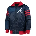 Atlanta Braves The Captain II Navy Satin Bomber Jacket