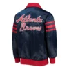 Atlanta braves starter the captain ii navy and red satin varsity jacket 2