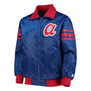 Atlanta braves starter the captain iii blue satin varsity jacket 1