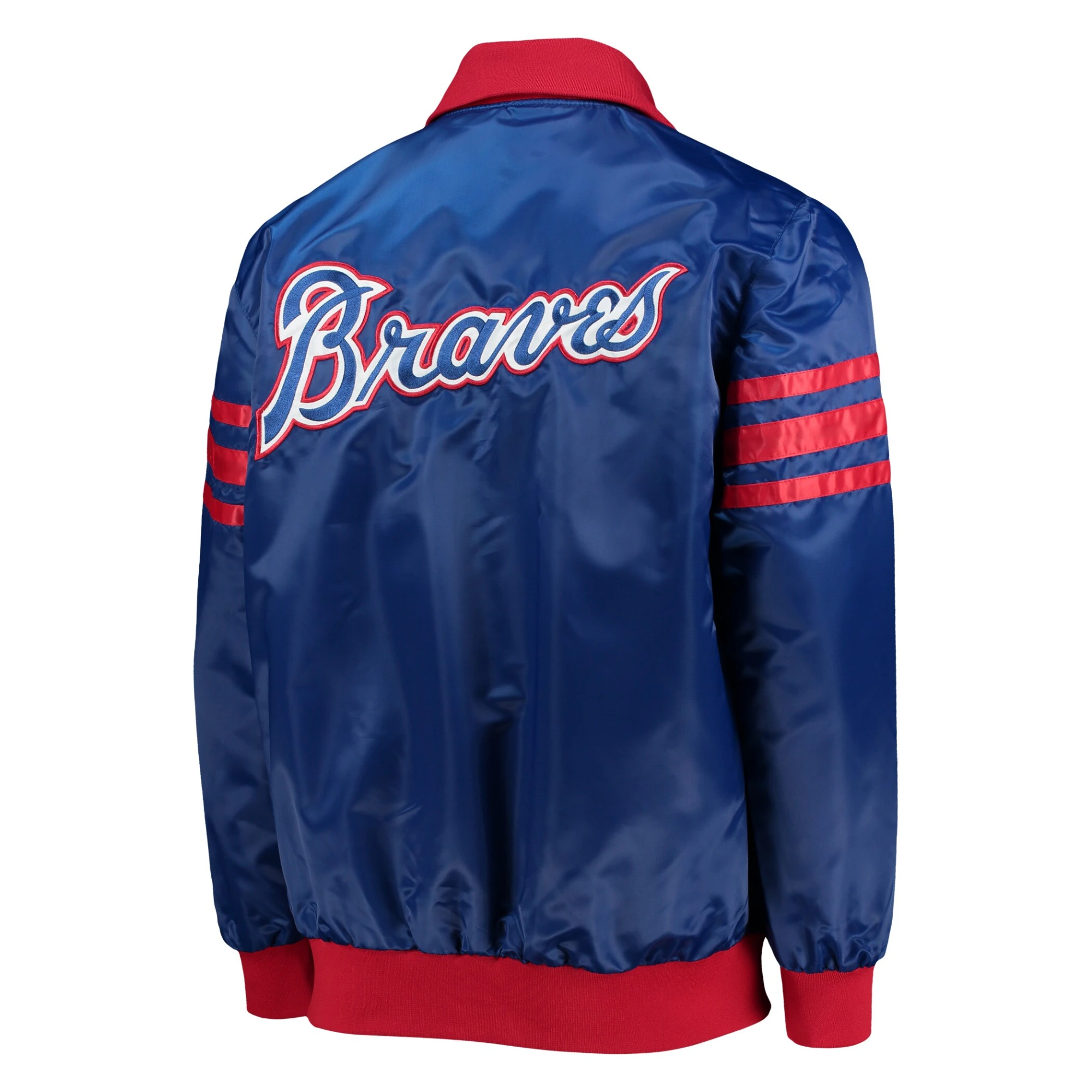 Atlanta braves starter the captain iii blue satin varsity jacket 2