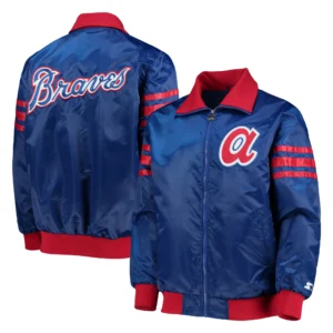 Atlanta braves starter the captain iii blue satin varsity jacket 4