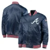 Atlanta braves starter the diamond navy satin varsity jacket 4