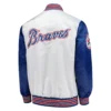 Atlanta braves starter the legend white and blue satin varsity jacket 2