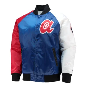 Atlanta braves starter tri color satin varsity jacket 1