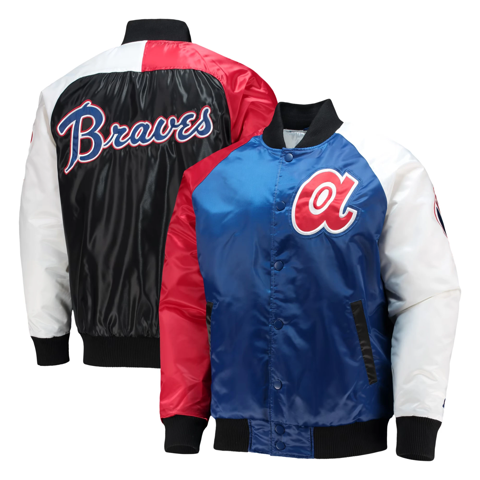 Atlanta braves starter tri color satin varsity jacket 5