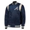 Atlanta braves starter vintage navy satin varsity jacket 1