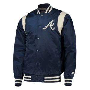Atlanta braves starter vintage navy satin varsity jacket 1