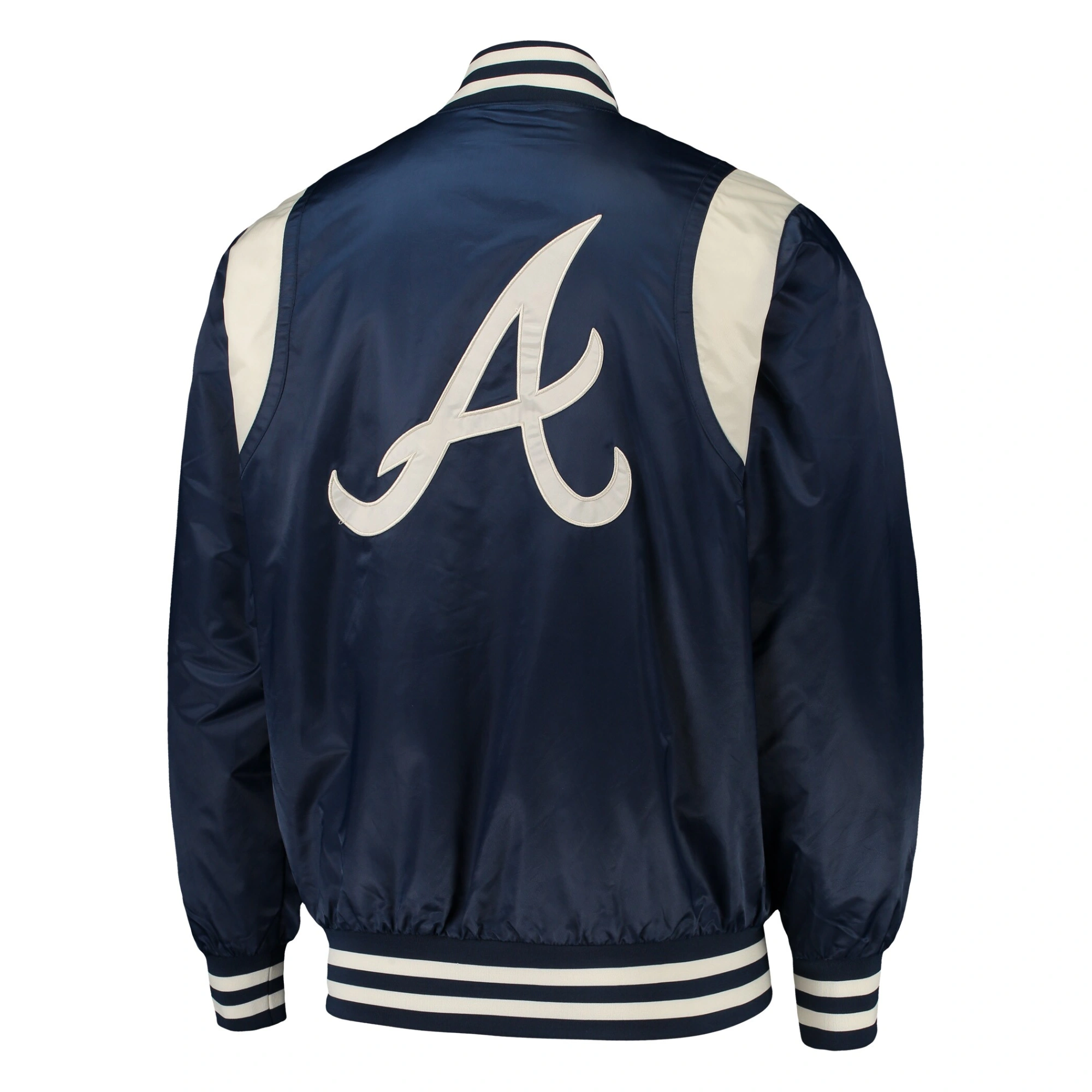 Atlanta braves starter vintage navy satin varsity jacket 2
