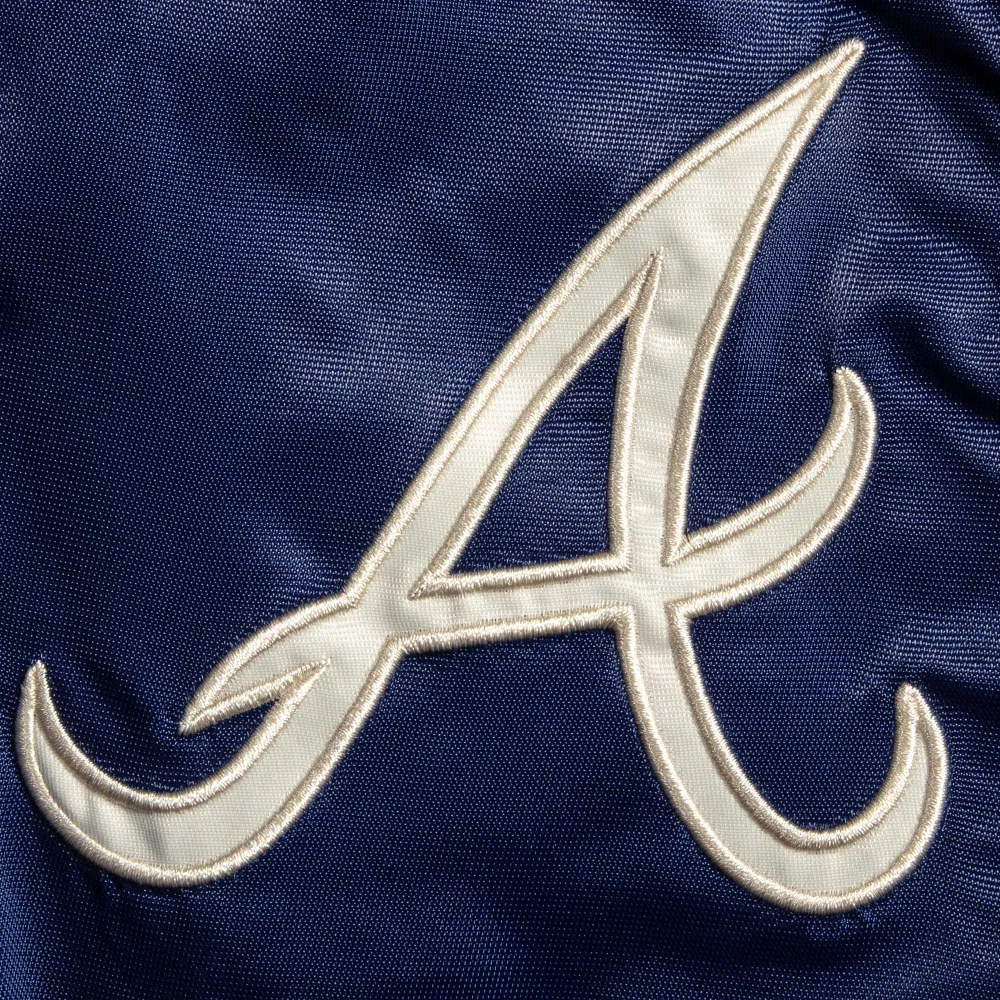 Atlanta braves starter vintage navy satin varsity jacket 3