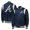 Atlanta braves starter vintage navy satin varsity jacket 4