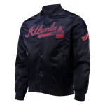 Atlanta Braves Wordmark Navy Satin Jacket